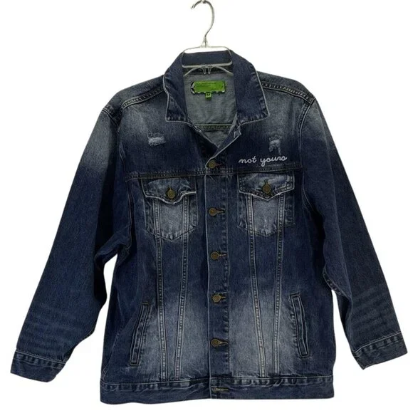 FP x Sandrine Rose L’Artiste Distressed Denim Jean Jacket, Medium - Picture 3 of 11